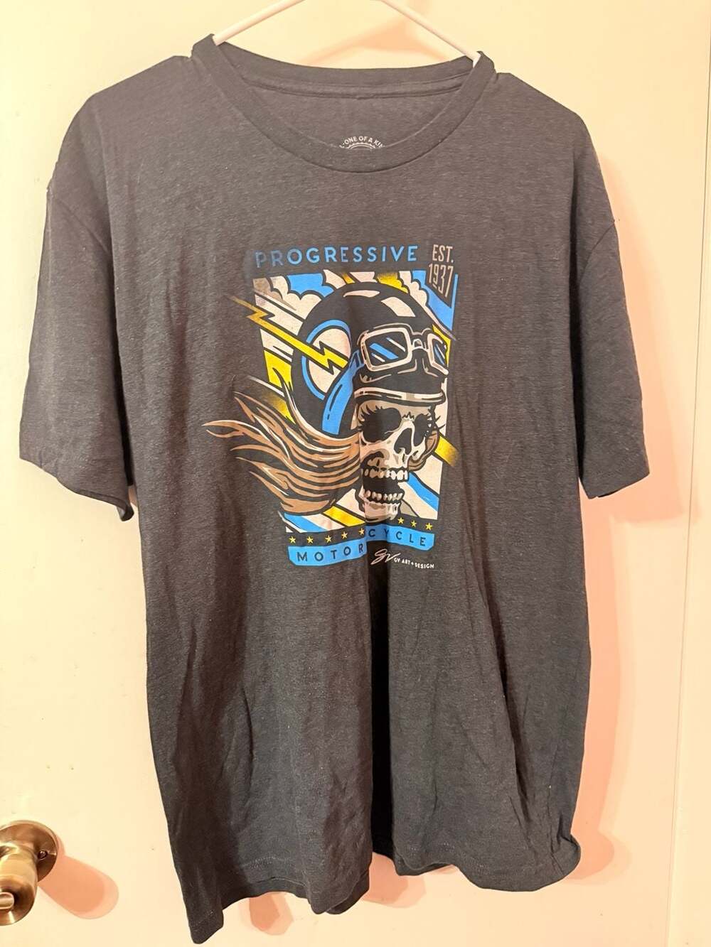 GV Art + Design Progressive Motorcycle Club Est 1937 Skull Graphic T-Shirt
